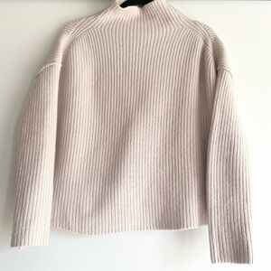 A.L.C. Merino Wool Neutral Beige Ribbed Mock Turtleneck Sweater Size XS